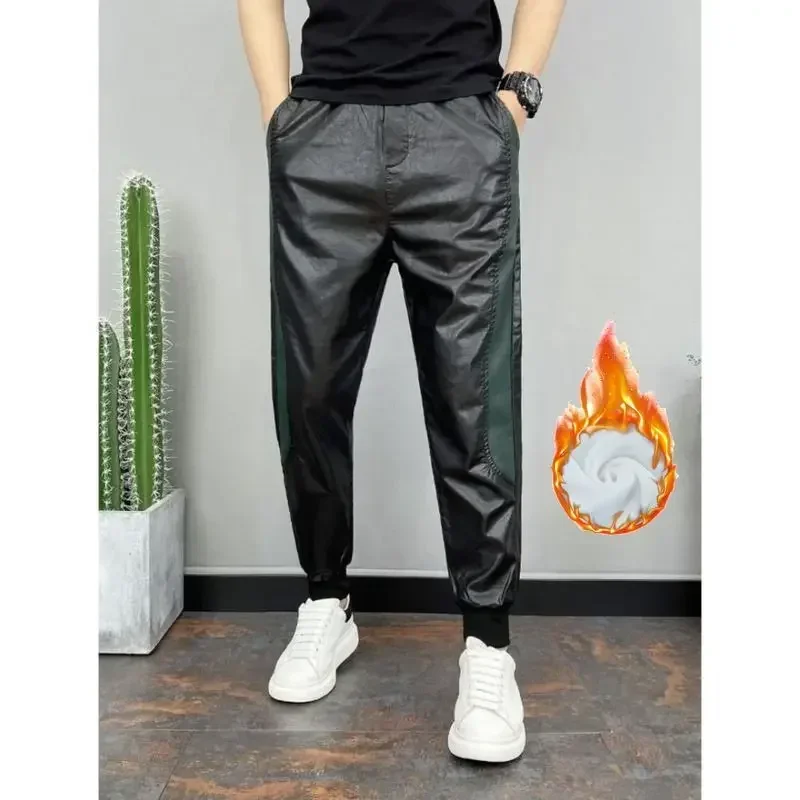 Open-Crotch Pants Men's Fleece-Lined Thickened Motorcycle Winter Take-out Riding Leather Pants Double-Headed Invisible Zipper