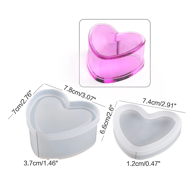 DIY Epoxy Crystal Irregular Heart Storage Box Mold Silicone Resin Mold for DIY Desktop Craft Jewelry Storage