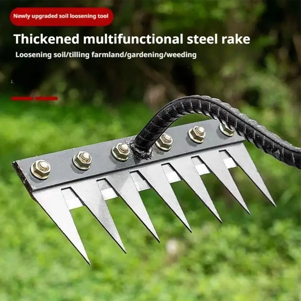 Iron Gardening Hoe Weeding Rake Farm Tool 5/6/7/8 Teeth For Outdoor Garden Loosening Soil Weeding Agricultural Farming Tool