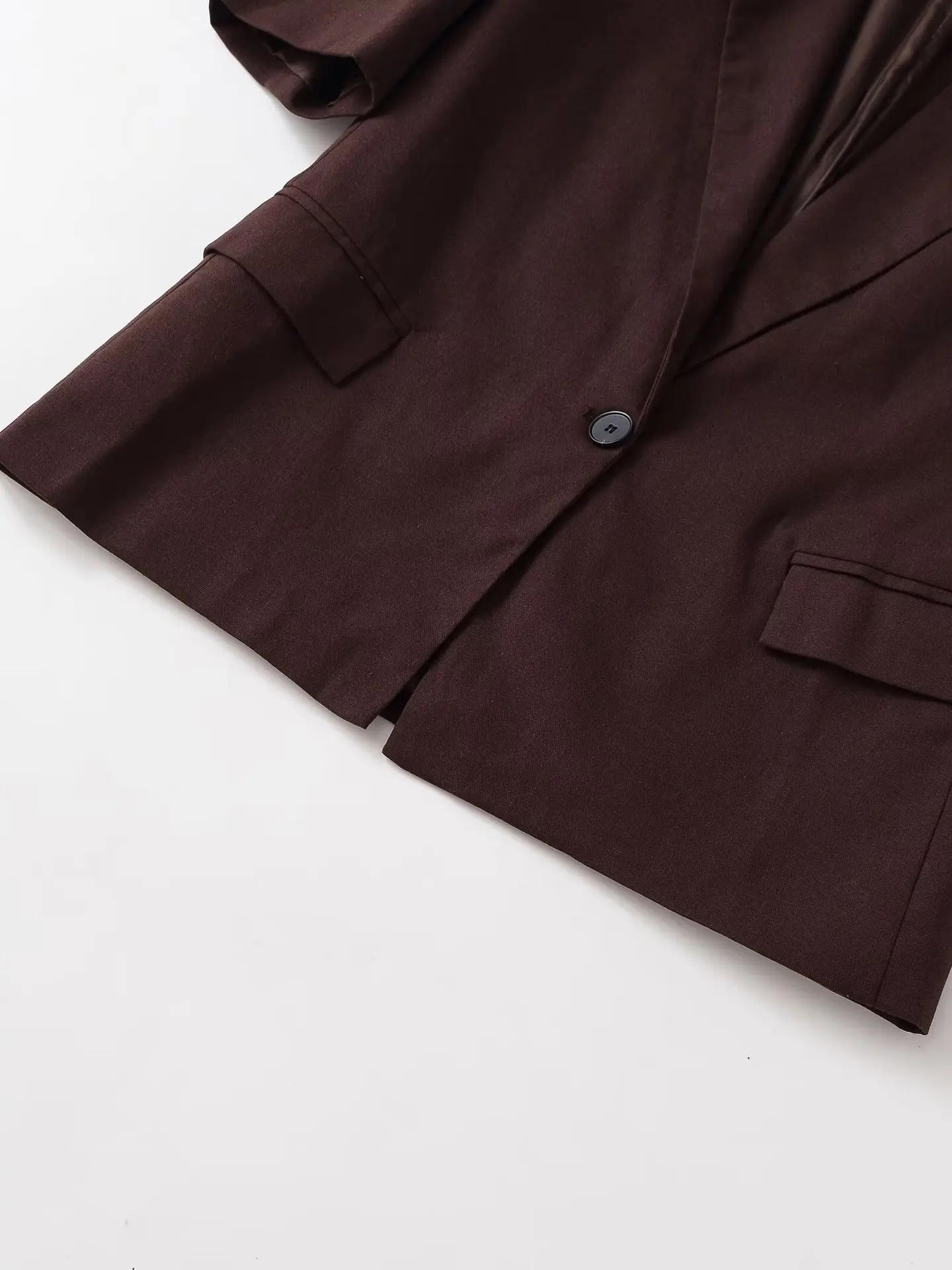 Dames colbert met diepe V-hals en enkele knoop, uitloper met korte mouwen, elegant, chic, herfst, nieuw, mode