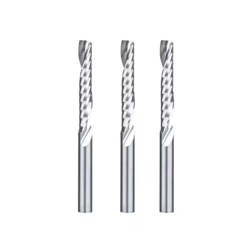 10PCS 3.175x12/15/17/22x38mm Single Edge Spiral Milling Cutter Solid Wood Cutting Knife CNC Numerical Control Tool
