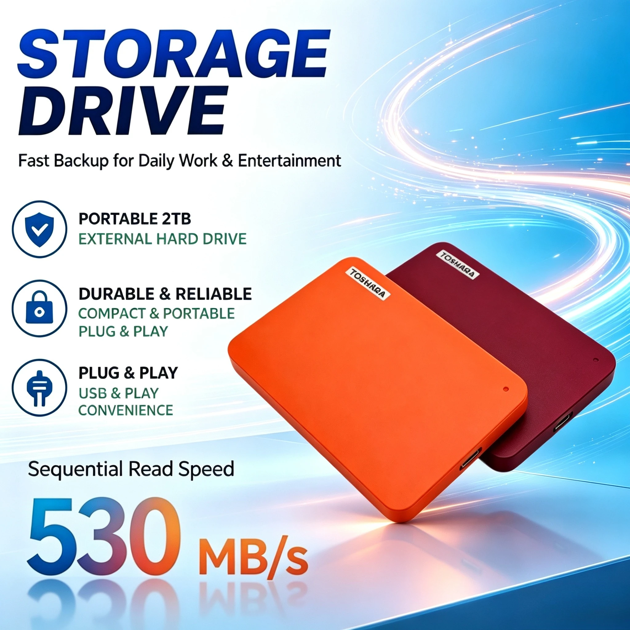Portable External Hard Drive 500GB 1TB 2TB 4TB Portable External Hard Drive USB 3.0 Black Hot Sale for Laptop/Desktop/PC