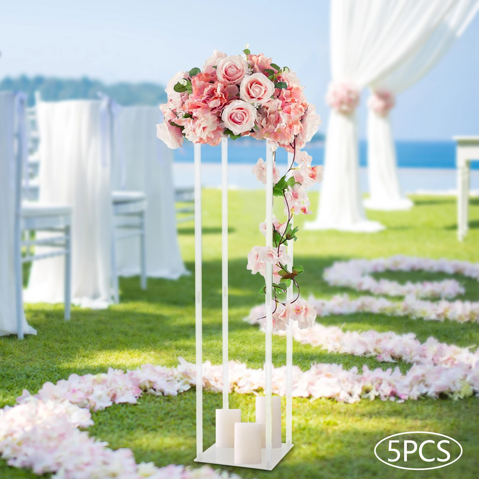 

5Pcs Wedding Geometric Flower Vase Column Stand for Wedding Party Table Centerpiece