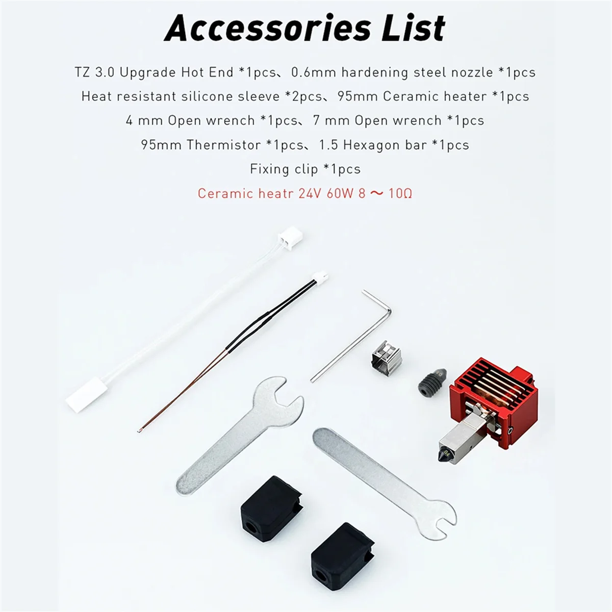 V3.0 Hotend+P1P Heating Rod Thermistor Kit for Bambu Lab Hotend Nozzle Hardened Steel Nozzle for Bambu Lab Print Head