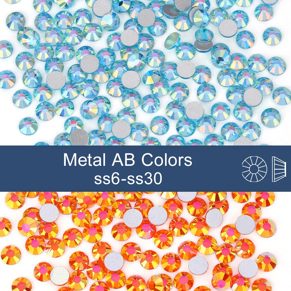 

Mine AB SS6-SS30 Non Hotfix Rhinestones High Quanlity Glass Silver Back Nail Crystal Flatback Strass gor DIY Vestido Deraction
