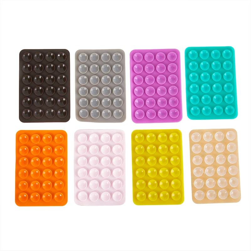 1PC Suction Cup Wall Stand Mat Multifunctional Silicone Suction Phone Holder Square Anti-Slip Double Side Leather Case Mount