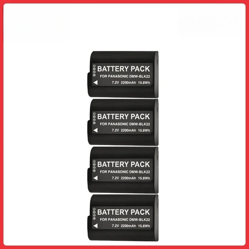 

4Pcs 2200mAh DMW-BLK22 Battery For Panasonic Lumix DC-S5 II DC-S5 IIX GH5 II GH6 S5II S5IIX S5M2 S5M2X GH5M2
