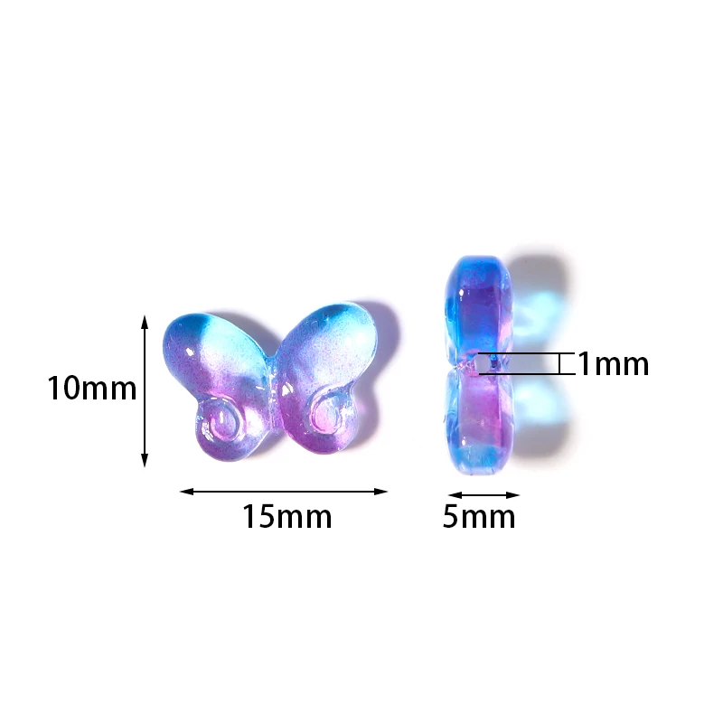 

50pcs Butterfly Shape Czech Glass Beads Colorful Lampwork Glazed Beads Loose Bead for Jewelry Making DIY Earring Necklace