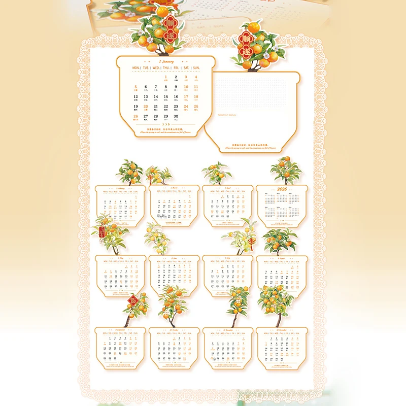 2026 ثلاثية الأبعاد زهرة خشبية أجندة مكتبية /رزنامة مكتبية مع مذكرة ملاحظات للقيام قائمة الجدول الزمني التقويم الشهري للوازم المكتبية المنزلية #1