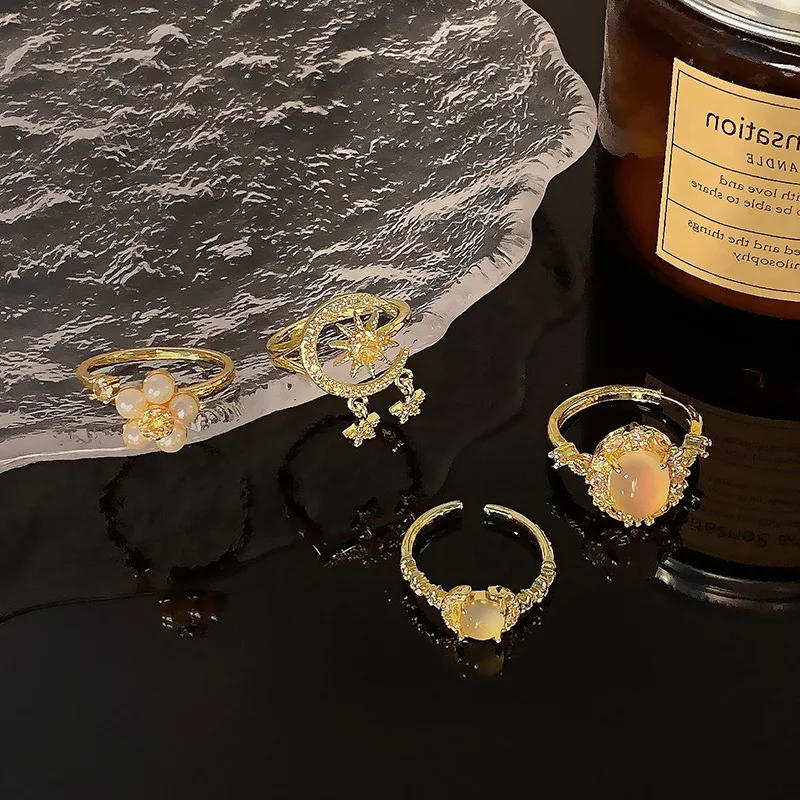 الصينية الخفيفة الفاخرة الشمس والقمر نجمة اللغة افتتاح التغيير التدريجي حلقة الزركون الصغيرة أزياء بسيطة الملحقات الشخصية #2