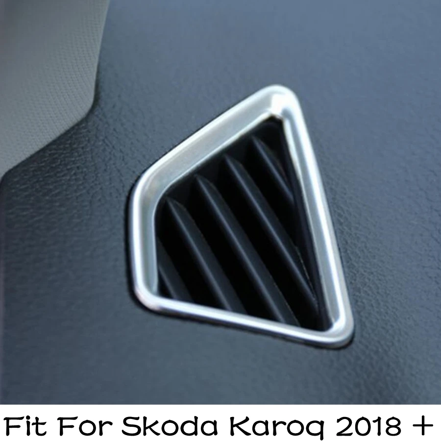 

Dashboard Air Condition Outlet Vent Protector Frame Cover Trim 2 Pcs Fit For Skoda Karoq 2018 - 2022 Stainless Steel Accessories