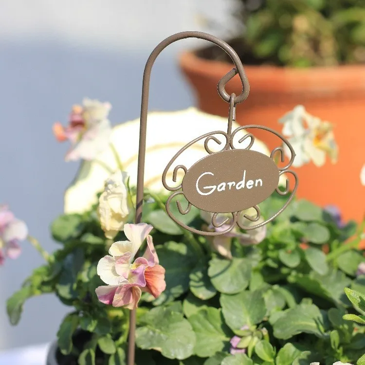 Japanese Vintage Iron Succulent Garden Stake, Rustic Mini Plant Label for Balcony, Outdoor Yard Art Decor