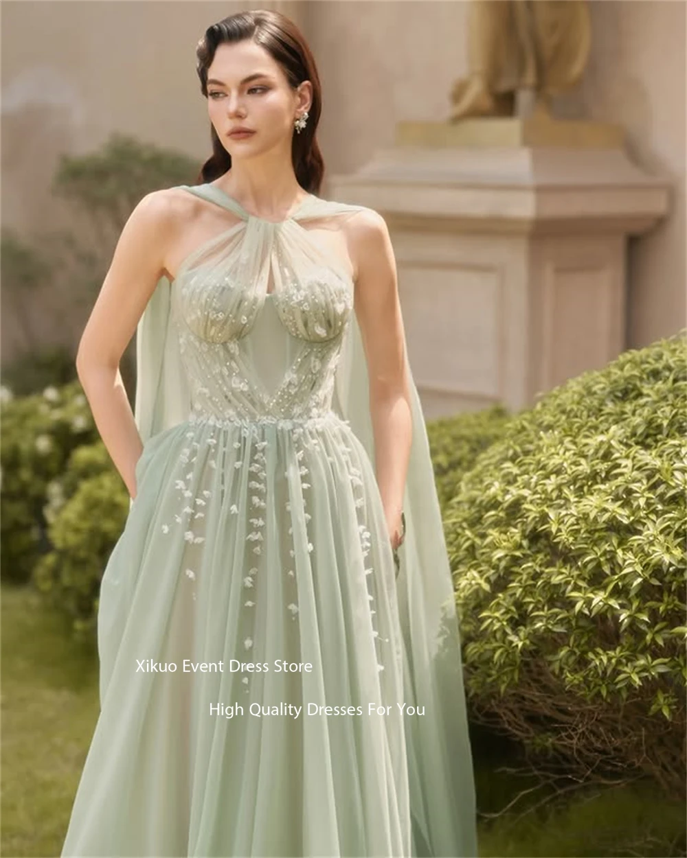 فستان سهرة من Xikuo Fairy Mint Green تول على شكل حرف A لحفلات الزفاف فستان صيفي على شكل قلب مزين بفساتين الرقص للحفلات الراقصة حسب الطلب #4