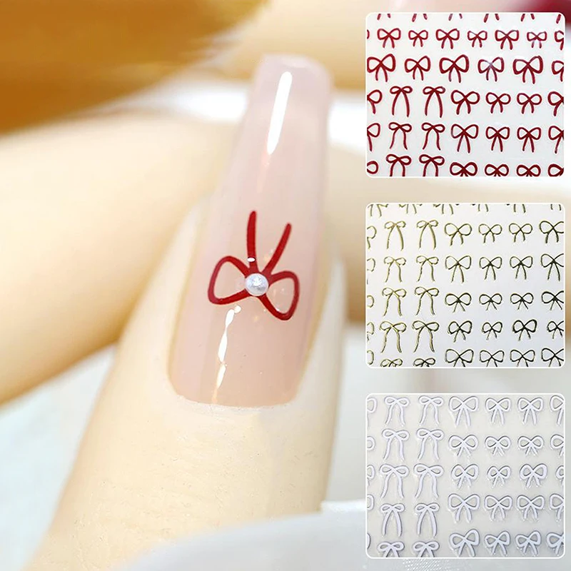 Minimalist Line Bow Nail Art Stickers Decal Ultra-Thin Self Adhesive Nail Stickers For Nail Art Decoration Nail Decals For Women