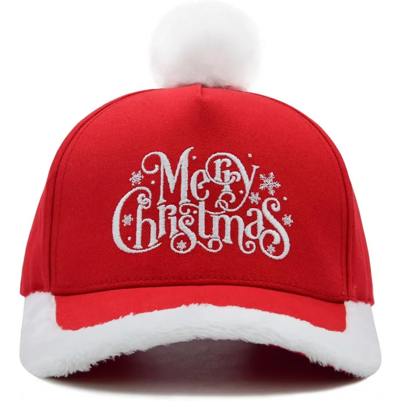 Christmas Happy Hat, Adjustable Embroidered Holiday Baseball Hat for Adults and Children