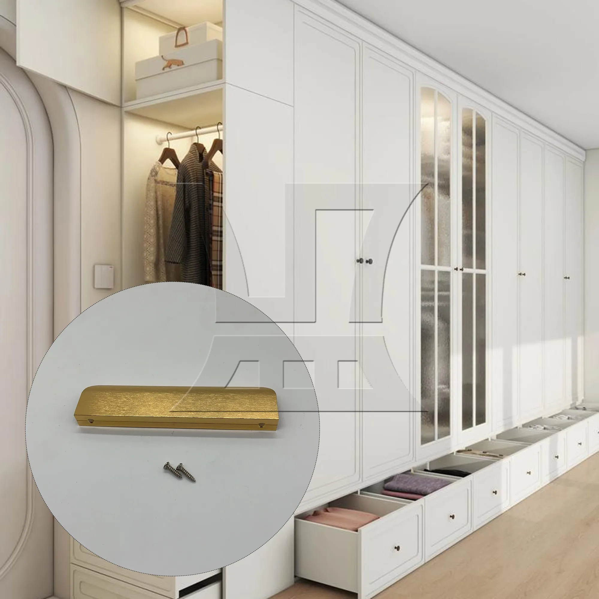 

CNBTR 1 шт., невидимая ручка для двери шкафа с скрытыми краями и пальцами, матовая золотая дуга