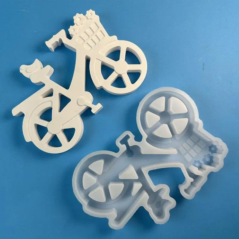 Bike Silicone Mold Bicycle Chocolate Fondant Mold 3D Mini Bike With Basket Mould Non-stick DIY Necklace Key Chain Mould