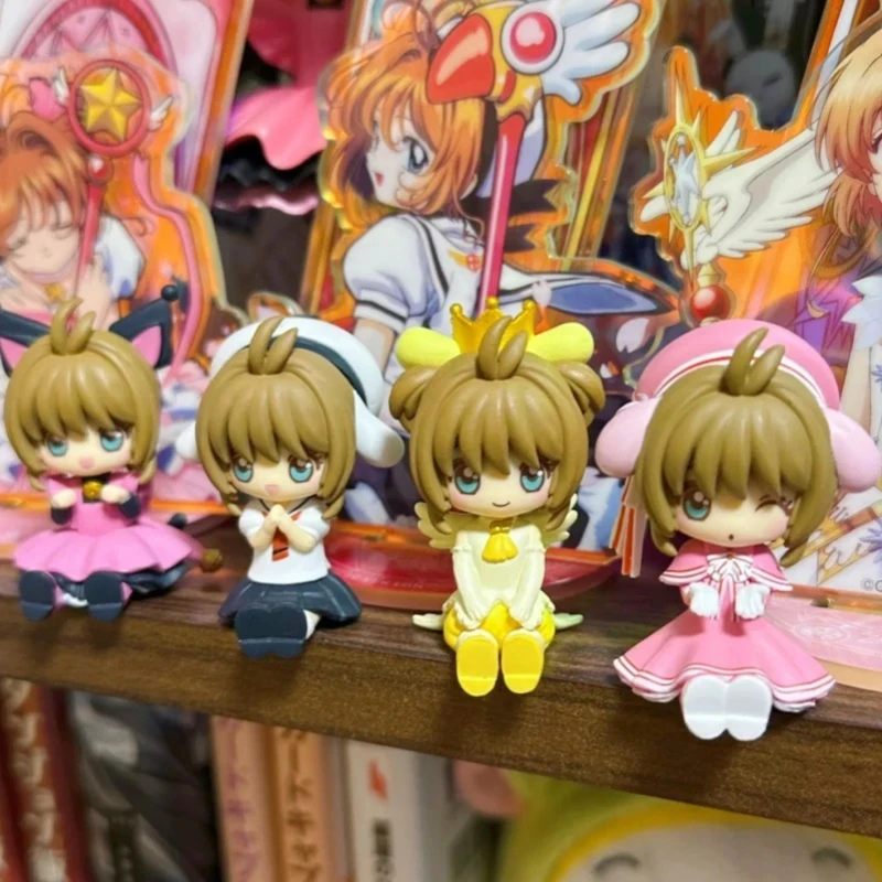 Bandai Cardcaptor Sakura Twisted Eggstoys Original 4pcs Gashapon Sitting Doll Series For Kids Gift Collectible Model Ornaments