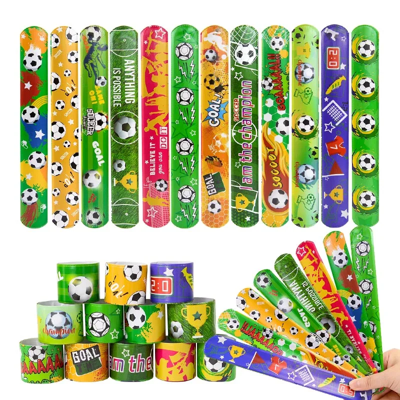 12/24pcs Voetbal Slap Armbanden Polsbandje Kids Verjaardagsfeestje Gunsten Pinata Filler Gift Voetbal Thema Feestdecoratie Benodigdheden