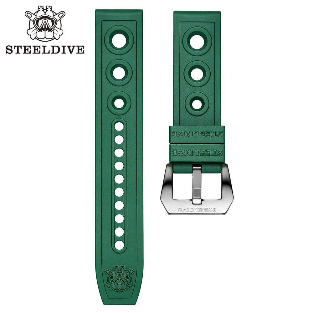 STEELDIVE Automatic Mechanical Strap Replacement Watch Bands Automatic Dive Watches Blue Rubber Strap 20/22mm