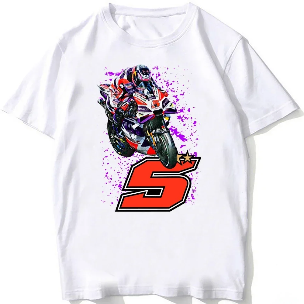 Johann Zarco Number 5 GP Racing T-Shirt Men Short Sleeve Hip Hop Casual Tees Funny Cool Boy Motorcycle Riding Sport White Tops