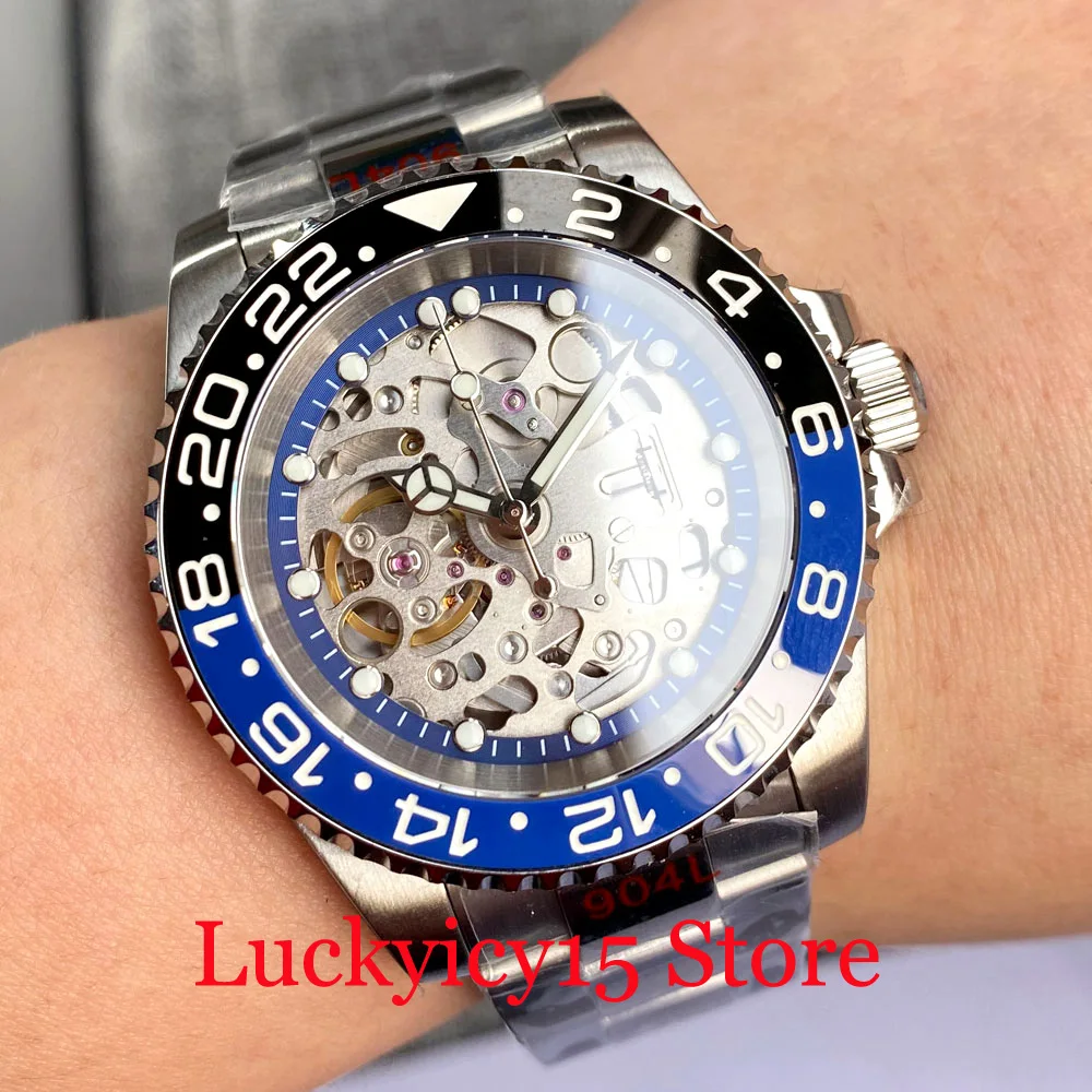 

Tandorio 40MM 20ATM NH70A Automatic Mechanical Men's Watch Luminous Hands Sapphire Glass GMT Ceramic Bezel Steel Brushed Strap