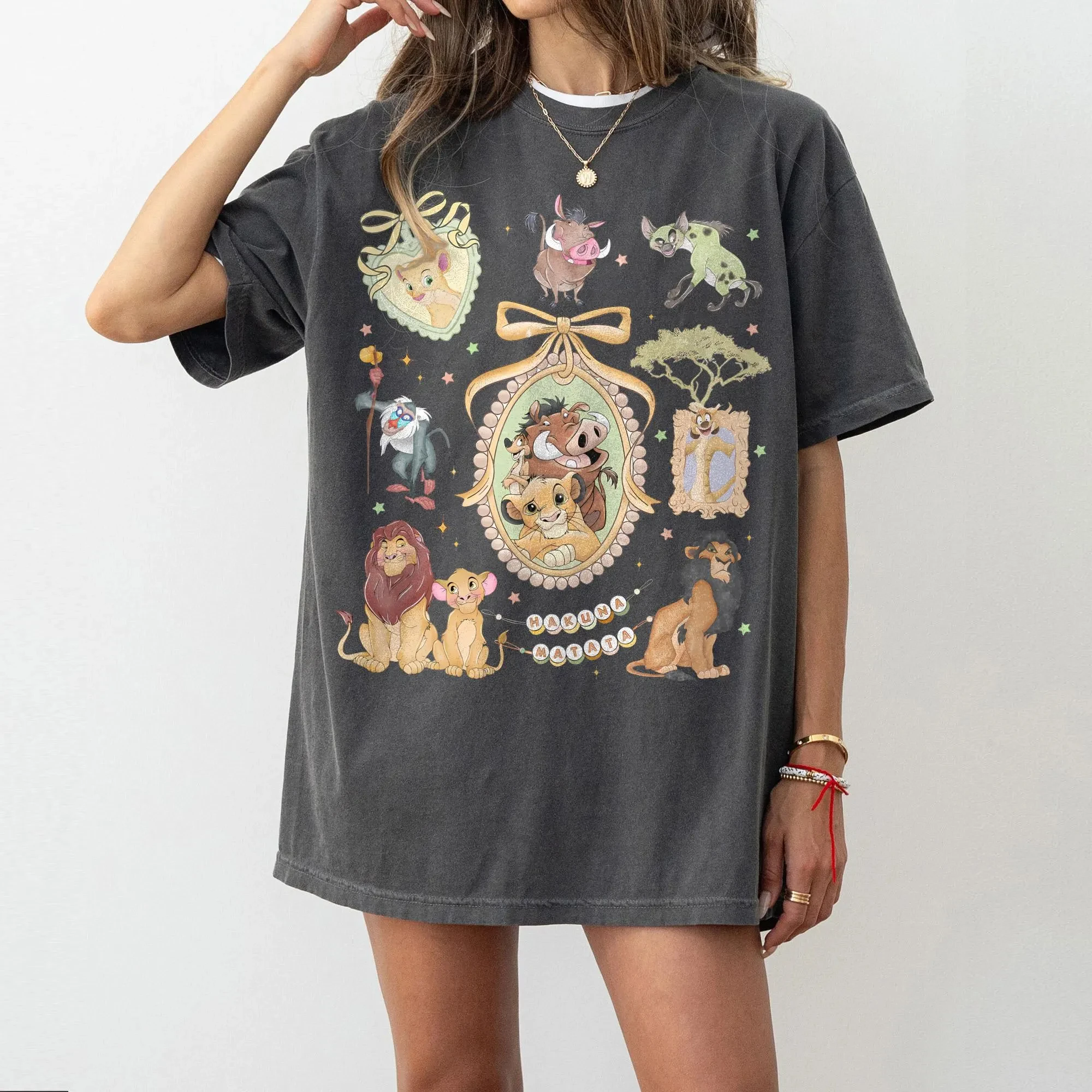 Disney arcs Hakuna roi Lion T-Shirt coton femmes à la mode surdimensionné Streetwear ample à manches courtes élégant unisexe tenue d'événement