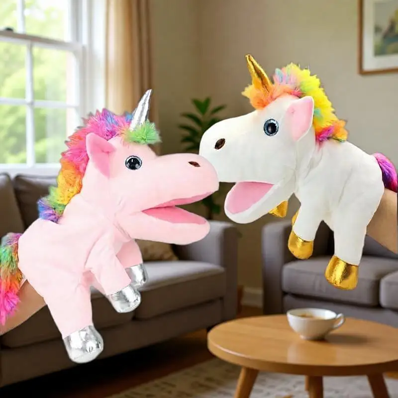 

Kawaii розовый, белый единорог, ручная кукла, плюшевая кукла, мягкая приятная интерактивная игрушка для мальчиков и девочек, детские чучела животных, подарки на день рождения