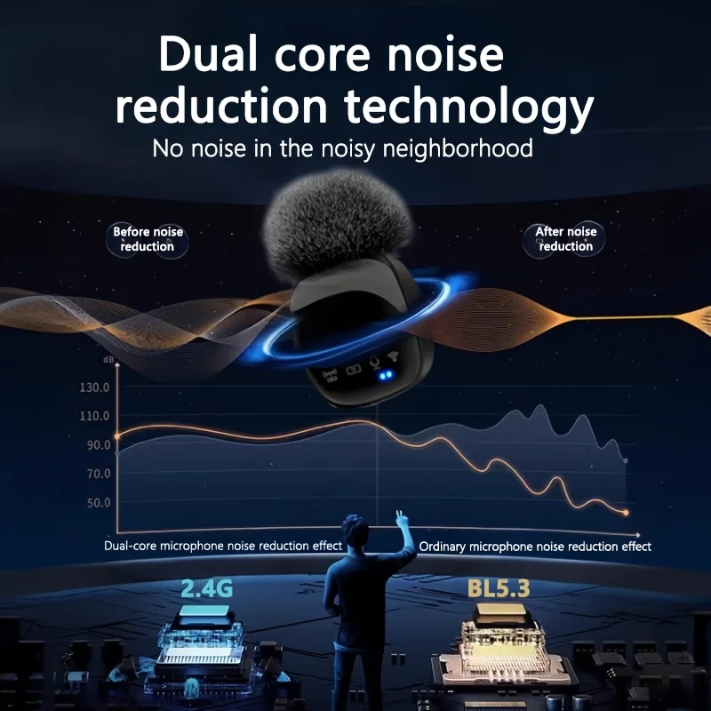 Live streaming microphone outdoor noise reductionwireless clip-on microphone mobilephone recordingmicrophone recording equipment view 6