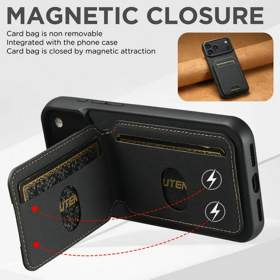 เคสโทรศัพท์สำหรับ iPhone 16 15 14 13 12 17 Pro Max Air Plus 17Pro 5G 2025 หนังแบบกระเป๋าใส่บัตรพร้อมขาตั้ง รุ่น K0025