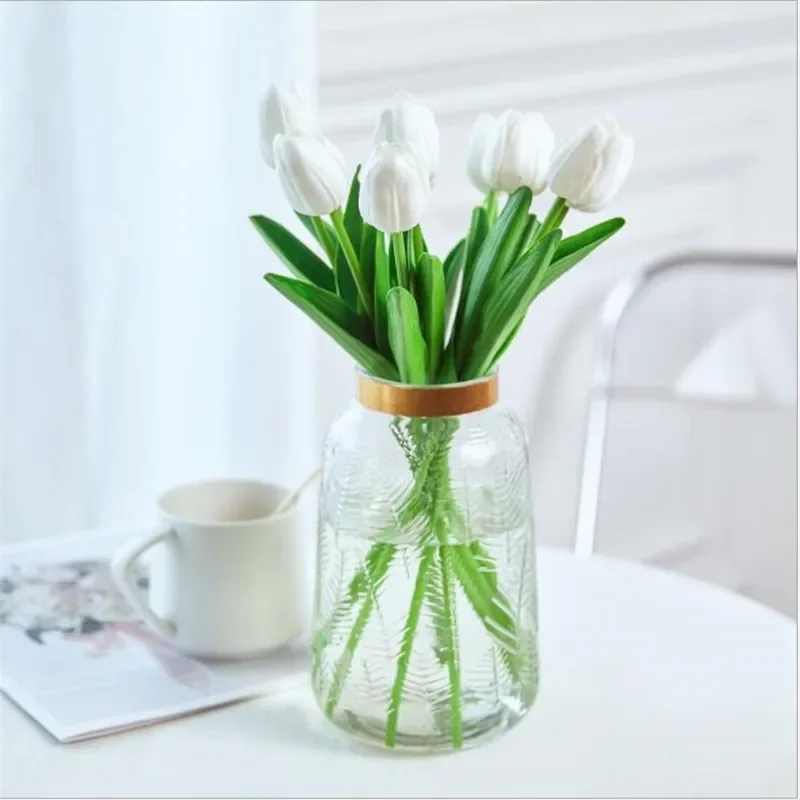 زهرة التوليب الاصطناعية محاكاة بو ريال اللمس باقة توليب زهرة وهمية للمنزل حديقة Mariage الزفاف الزهور الزخرفية #5