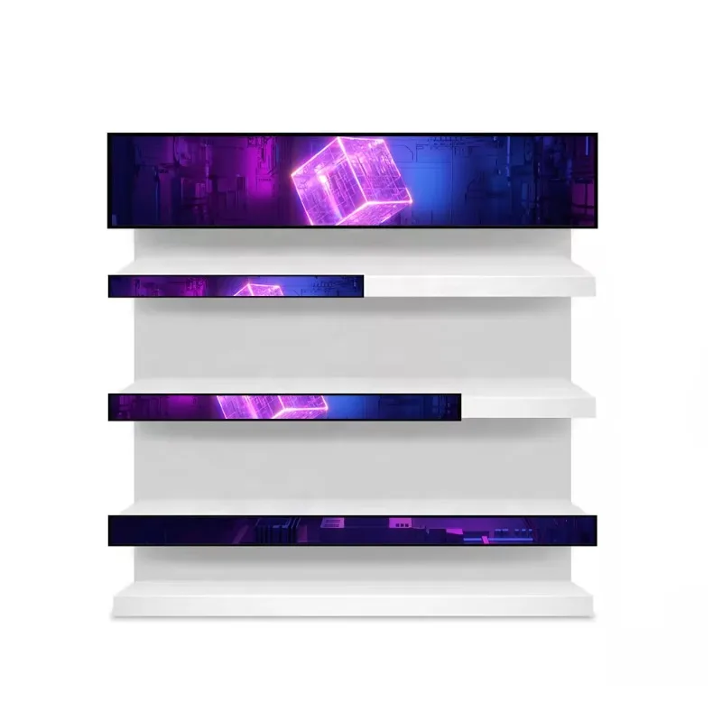 Screen stretch strip LCD store shelf stretch 19 inches ultra-wide supermarket shelf signage advertising display