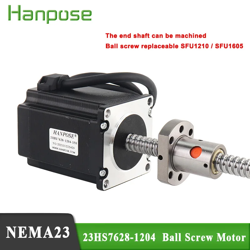 hanpose 23HS7628-SFU1204  L400 500 mm Nema 23 stepper motor 2.8A 189N.CM for 3D Medical machinery ball screw stepper motor