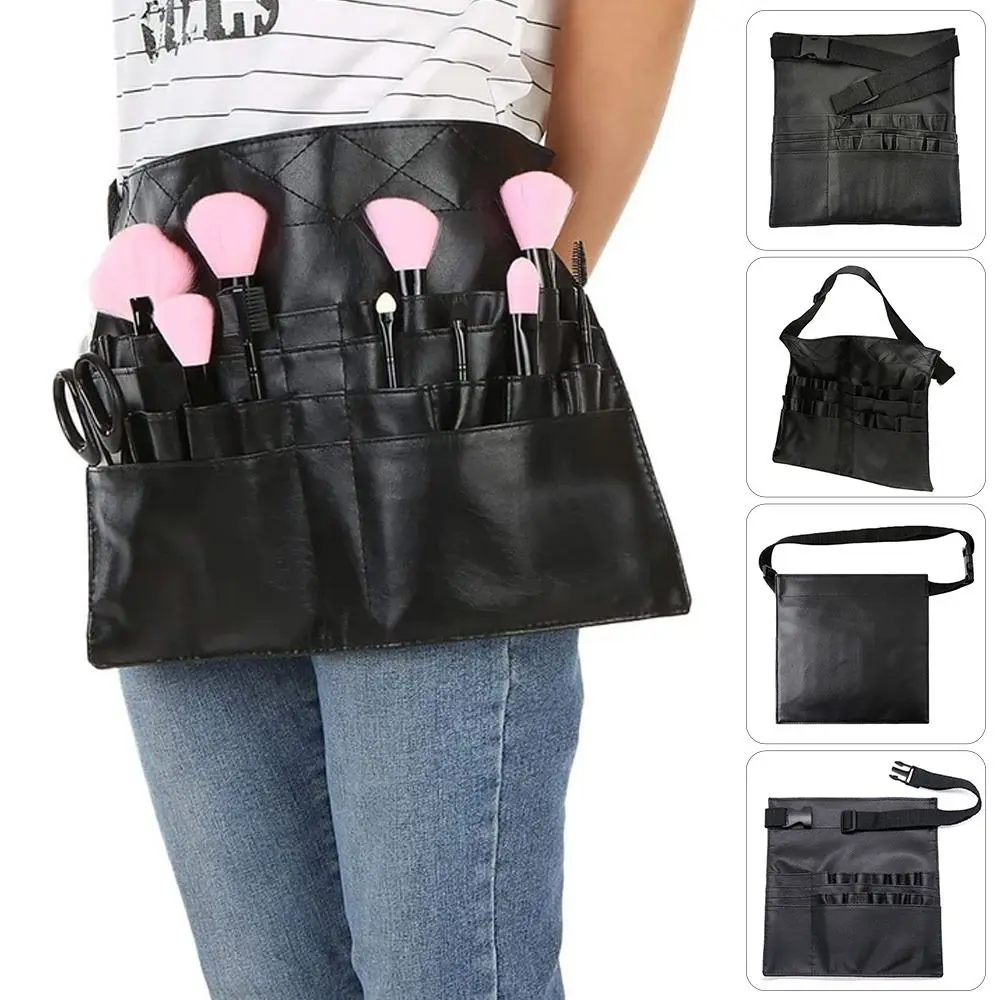 

Portable Large Capacity Brush Storage Bag PU Leather With Belt Makeup Brush Bag Multi-function Foldable Waist Bag Makeup Storage