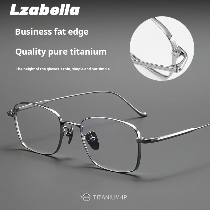 Ultralight Pure Titanium Glasses Frames Men's High Quality Retro Women's Square Wide-rimmed Optical Prescription Eyewear 923204