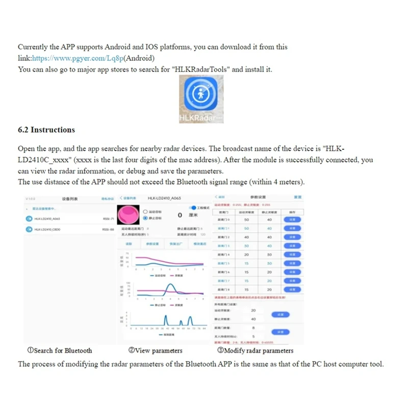 HLK-LD2410C 24G Human Presence Sensor Support BT Function App Radar Sensing Module FMCW Millimeter Wave Motion Detection