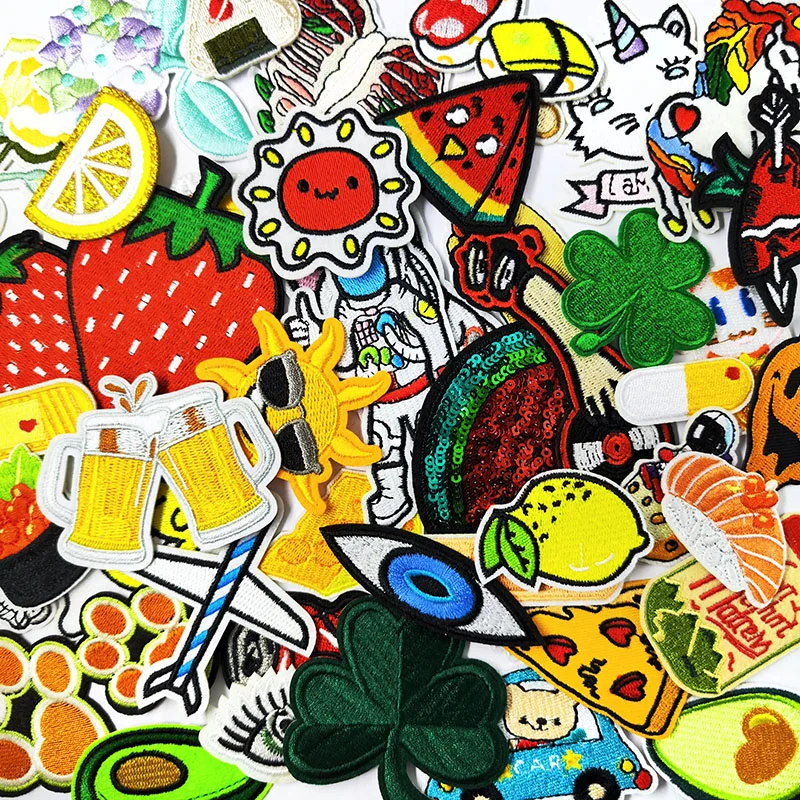 Leaf Watermelon Sushi Avocado Patches Badges Embroidery Patch Applique Ironing Clothing Sewing Supplies Decorative Fruit Beer