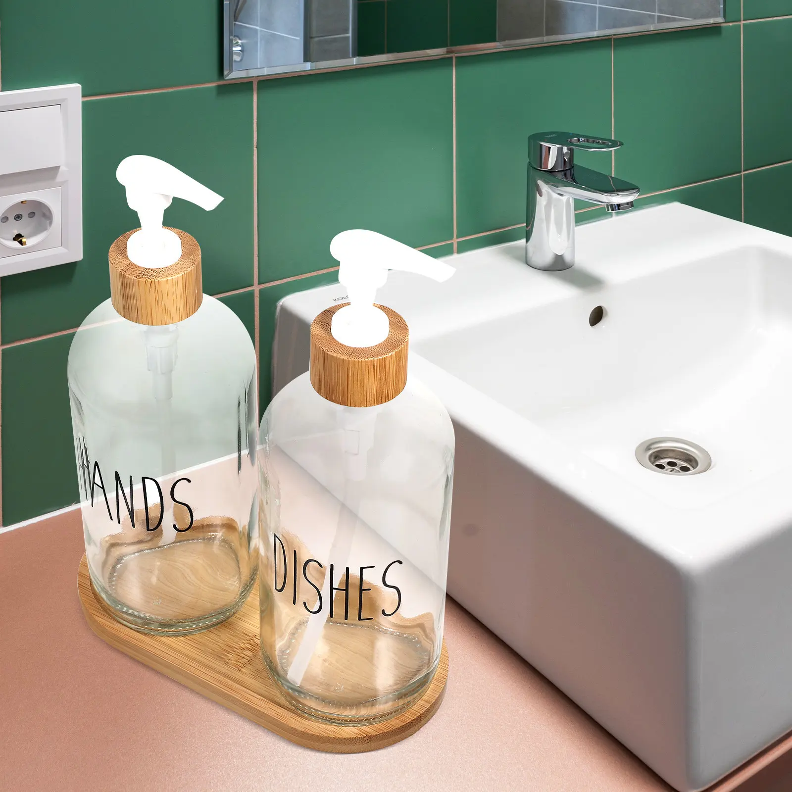 

1Set Press Pump Bottle Refillable Glass Soap Dispenser for Liquid Hand Lotion Shampoo Body Wash Travel Portable Dispenser Home