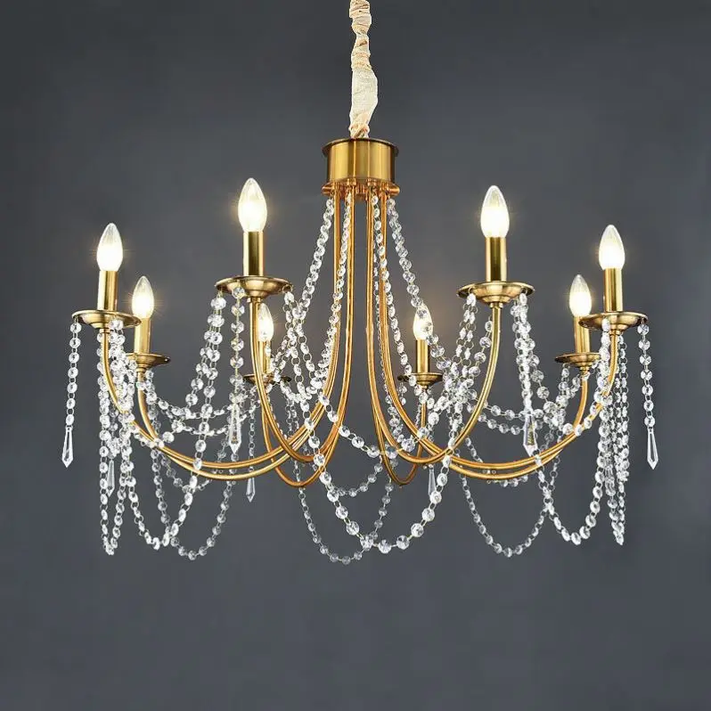 

American minimalist crystal living room chandelier bedroom dining room home atmospheric lighting fixtures