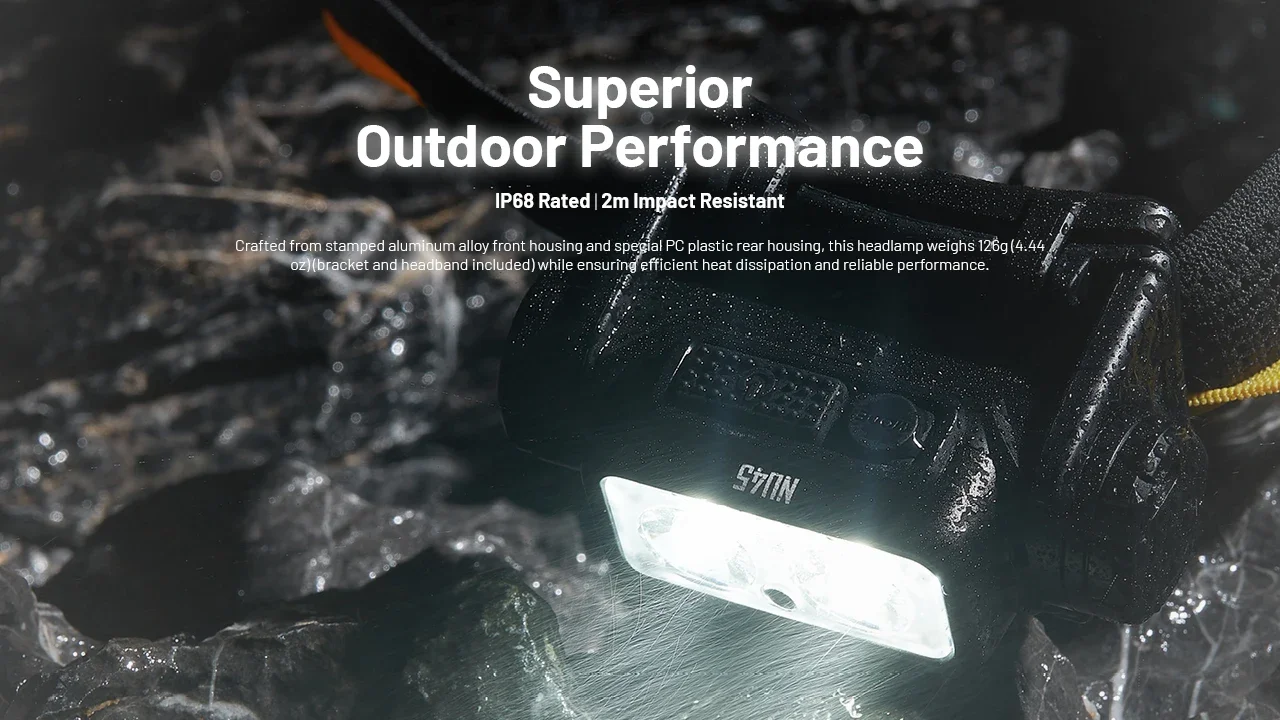 NITECORE NU45 1700Lumens LED 8 x NiteLab UHE LEDs Beam color White Light, Red Light Rechargeable HeadLamp Hiking/Trekking,