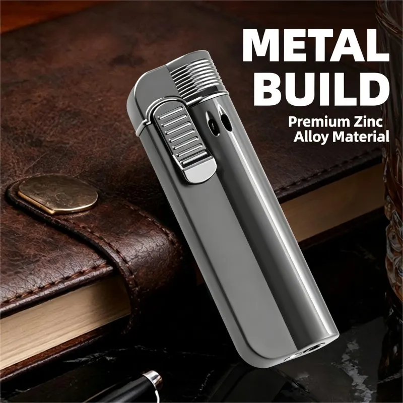 Novel Portable Direct Flame Metal Butane Gas Lighter Advanced Compact Alloy Windproof Gas Lighter Smoking Accessories Men's Gift