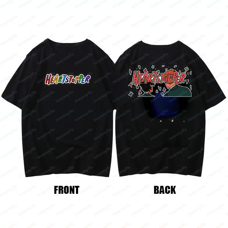 TV Show Heartstopper Men's Short Sleeve T-shirt Cotton Nick and Charlie Romance Anime Y2k Tops Unisex Tshirts Cotton Clothing