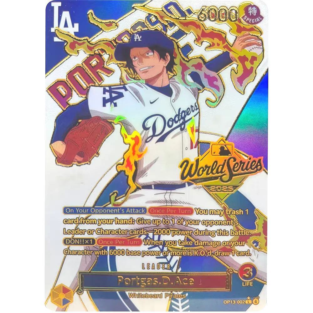 Tarjetas de colección de una pieza OP13-002 béisbol Portgas D Ace EN alta calidad DIY juego hecho a sí mismo tarjetas de Anime juguete de regalo