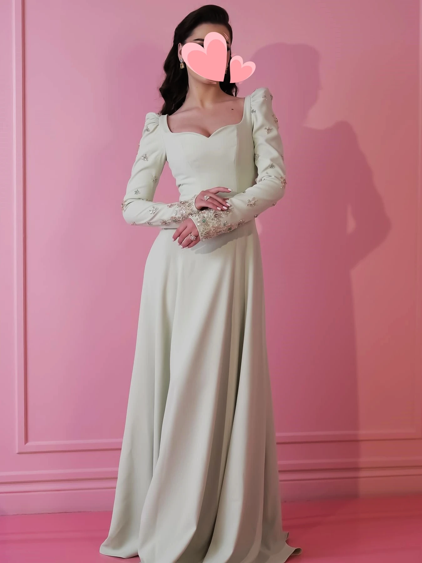 

Oisslec Dress Elegant Vintage Sweet Green Beads Square Collar A-Line Customize Formal Occasion Prom Dress Evening Party Gowns