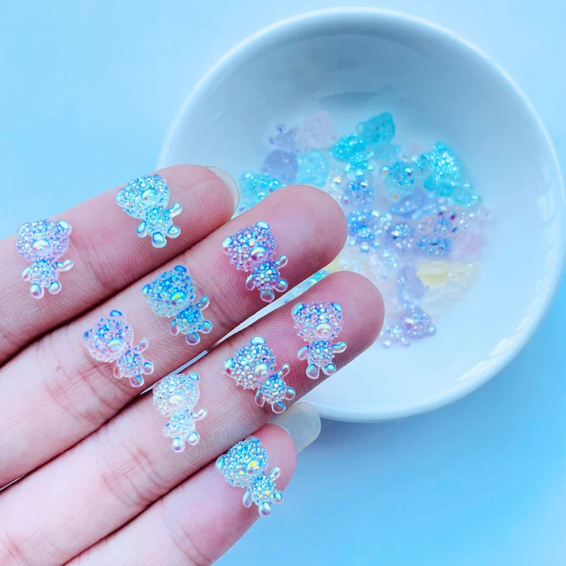 

100 Pcs New Mini Kawaii Cartoon Lovely Little Bear Resin Cabochons Scrapbook Diy Jewelry Craft Decoration Accessories A38
