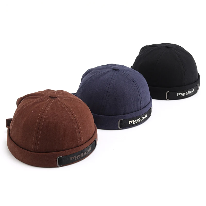 Bocca Docker Cap Without Visor Skullcap Dome Brimless Caps Beanies Solid Color Adjustable Retro Hip Hop Fashion Hat Gorras