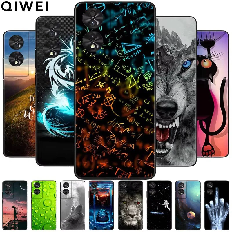 Pour TCL 50 XE 5G étui 50xe noir silicone Animal peint coques de téléphone pour TCL 50 5G antichoc couverture souple dessin animé coque en TPU tcll50