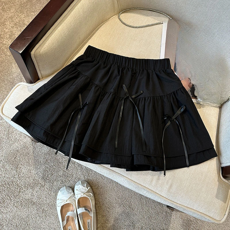 Mini Rokken Vrouwen Boog Bandage Ruches Stretch Hoge Taille Sexy Zoete Lente Zomer Mode Rok Vrouwelijke Casual