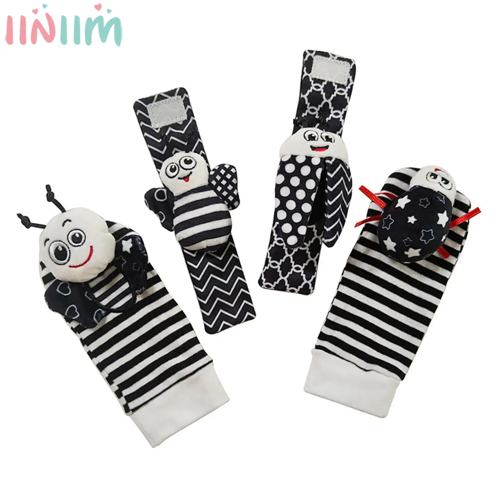 Baby Cute Animal Elements Rattle Stretchy Socks Wrist Strap Learning Toys Supply Accessory for Newborn Infant Brain Development