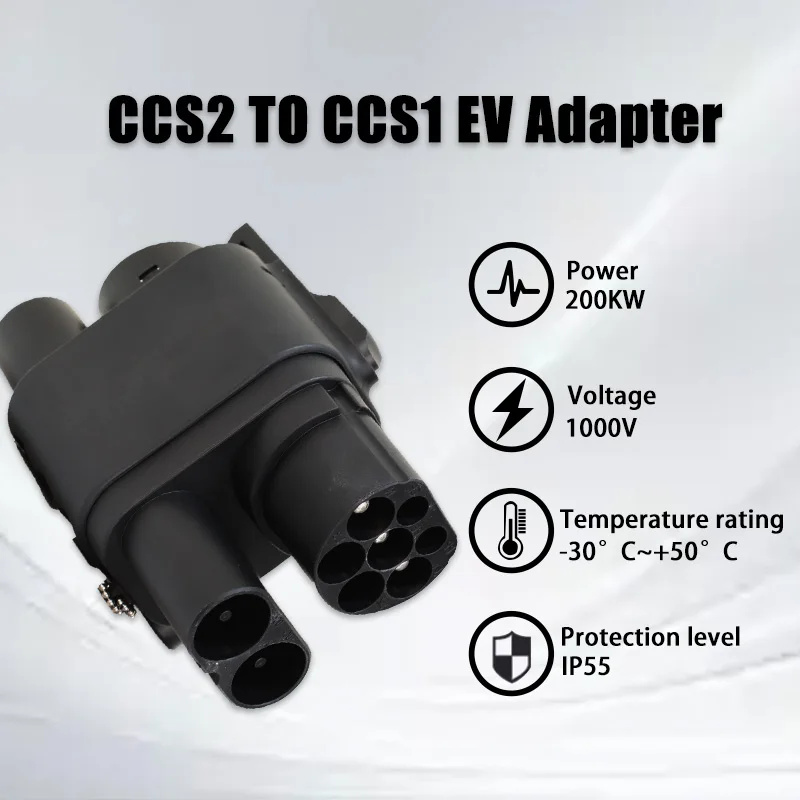 200A CCS2 to CCS1 Adapter From CCS2 Charger to CCS1 EV CCS2 to CCS1 Electric Vehicle Charger DC Fast Ev Charging Adapter